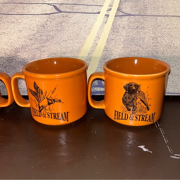 Field & Stream Mallard dog & Duck Hunting Orange Coffee Mugs 31705 left & right - Picture 4 of 8